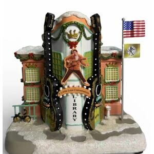 Hawthorne Christmas "A Little Less Conversation" Library Elvis Holiday Village